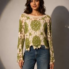 Crochet Openwork Knit Top