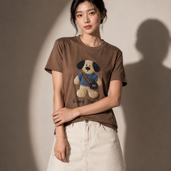 Textured Puppy Graphic T-Shirt
