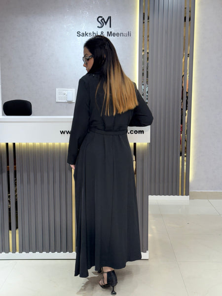 Fringed Wrap-Front Pleated Dress