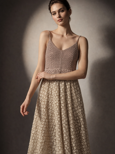 Crochet Midi Dress with Scalloped Detailing