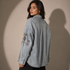 Embroidered Oversized Denim Shirt