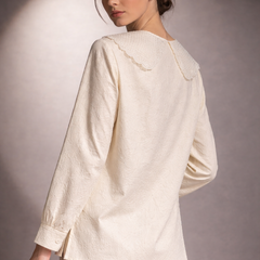 Textured Shirt with Embroidered Collar