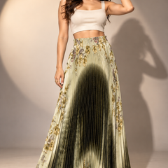 Floral Pleated Maxi Skirt
