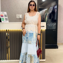 Crochet Panel Tiered Maxi Dress