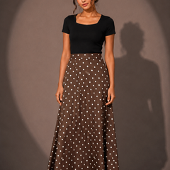 Polka Dot Satin Skirt