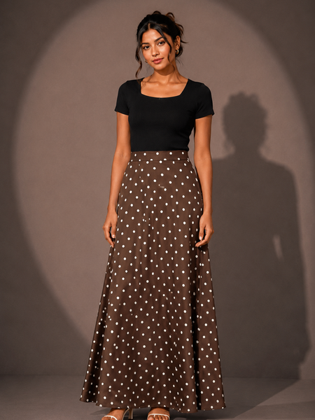 Polka Dot Satin Skirt