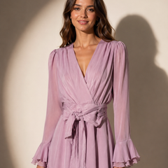 Flowing Midi Dress with Gathered Waist Detail
