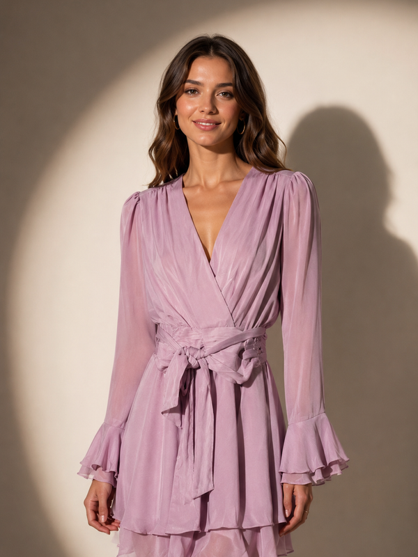 Flowing Midi Dress with Gathered Waist Detail
