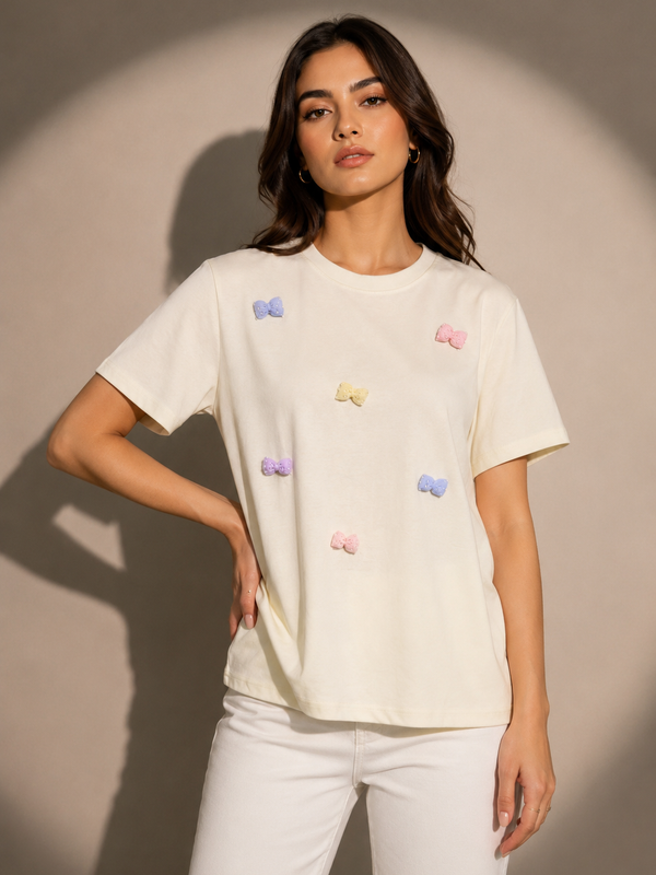 Floral Bow Relaxed Fit T-Shirt