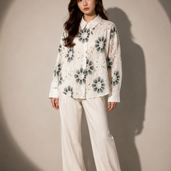 Floral Embroidered Sheer Shirt