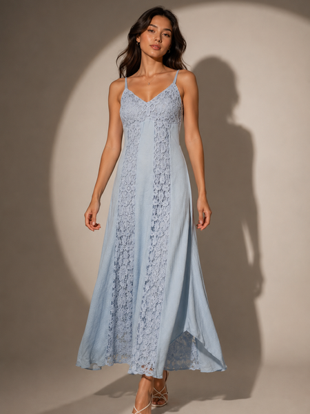 Lace Panel Midi Dress