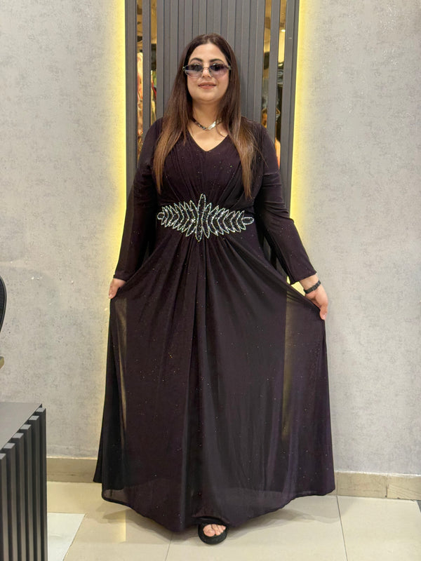 Embellished Waist Detail Flowing Maxi Dress