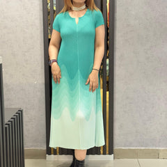 PLEATED GRADIENT MIDI DRESS