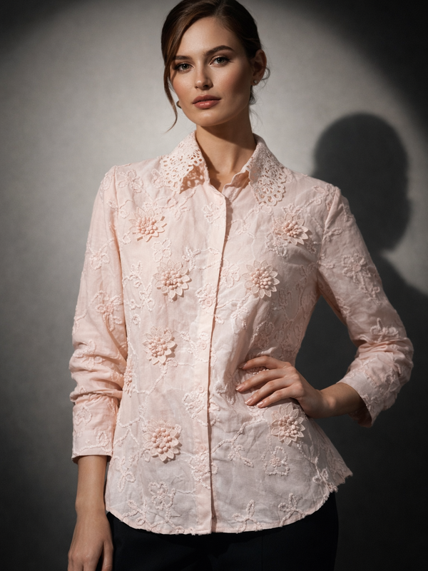 Embroidered Floral Structured Shirt