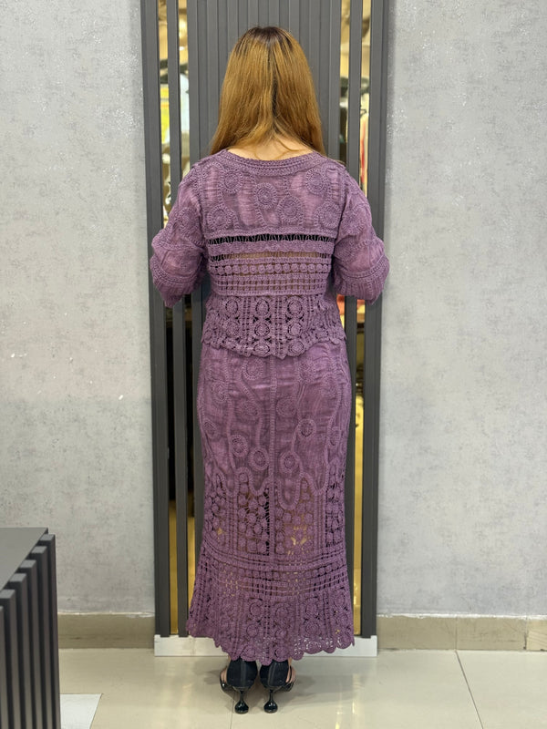 Embroidered Textured Skirt Top