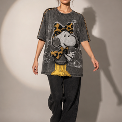 Oversized Cartoon Patch Graphic T-Shir