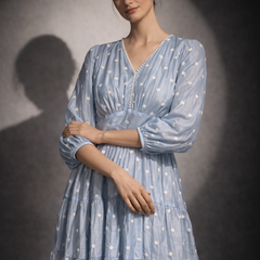 Polka Dot Gathered Midi Dress