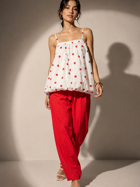 Polka Dot Bubble-Hem Cami Co-Ord Set