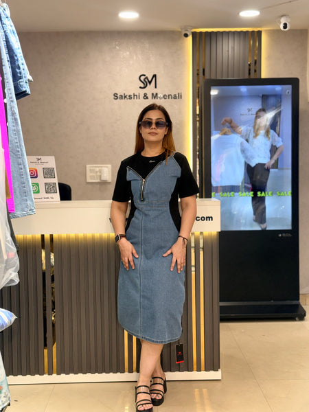 Denim Panel midi dress