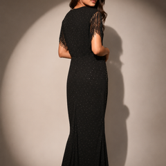 Embellished Draped Maxi Dress