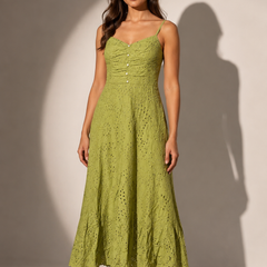 Broderie Ruched Midi Dress