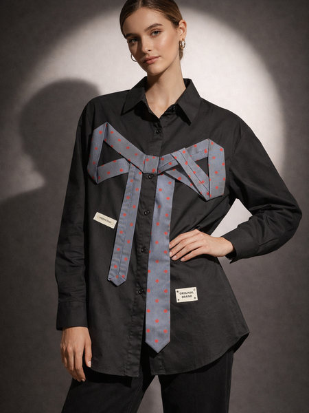 Statement Bow Detail Poplin Shirt