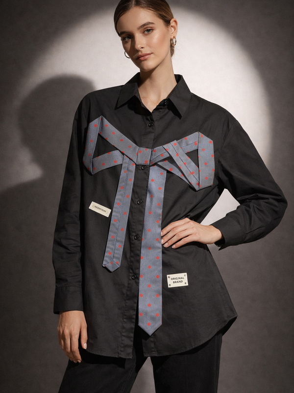 Statement Bow Detail Poplin Shirt
