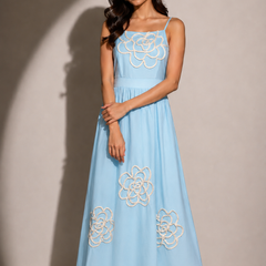 Floral Appliqué Midi Dress