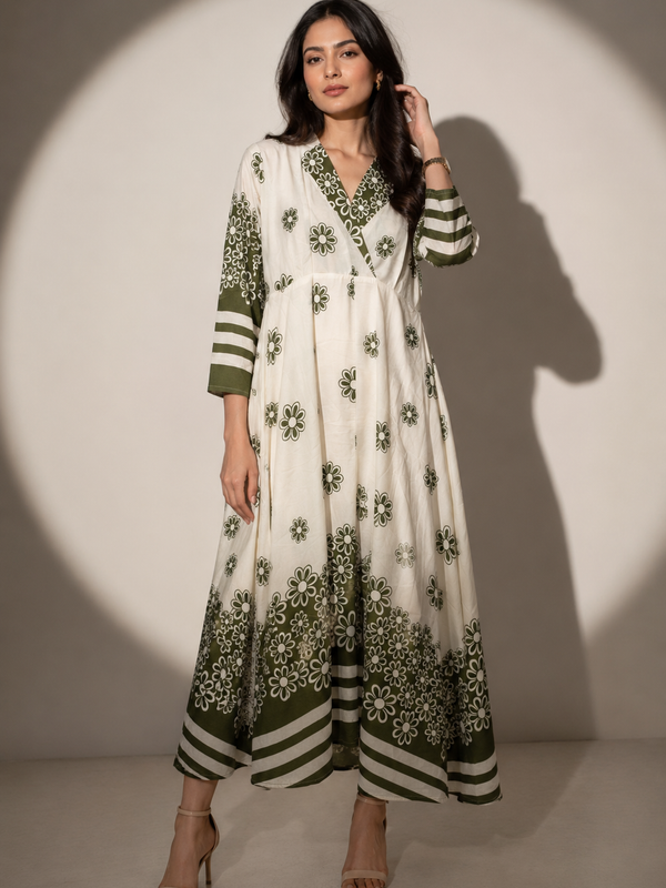 Floral Wrap Midi Dress