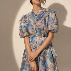 Floral Organza Shirt Dress