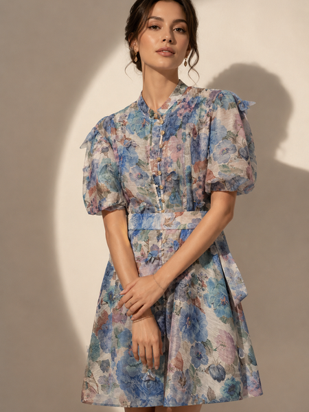 Floral Organza Shirt Dress