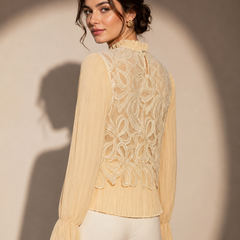 Embellished Lace Pleated Blouse