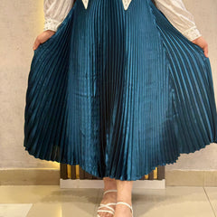 Luxury Satin Pleated Midi Skirt