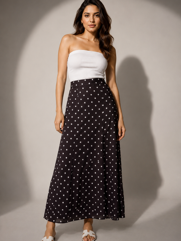 Polka Dot Satin Skirt