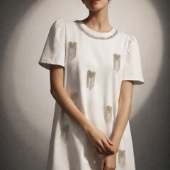 Embellished Mini Dress with Textured Detailing