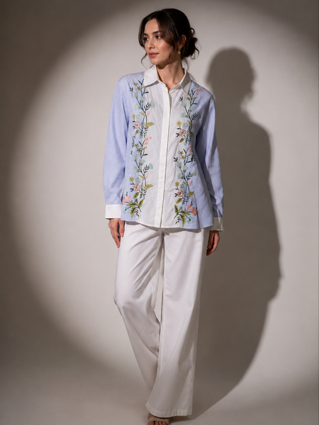 Embroidered Stripe Shirt