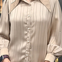 Pinstripe Satin-Feel Shirt
