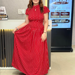 Polka Dot Tiered Midi Dress