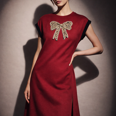 Embellished Bow Midi T-Shirt Dress