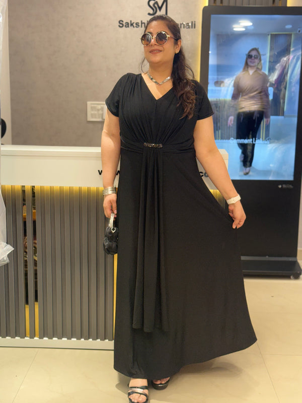 Draped Waist Maxi Dress
