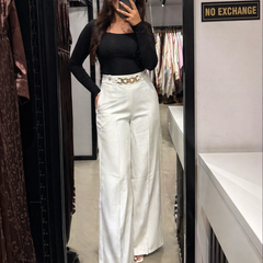 Fluid Wide-Leg Trousers with Statement Belt