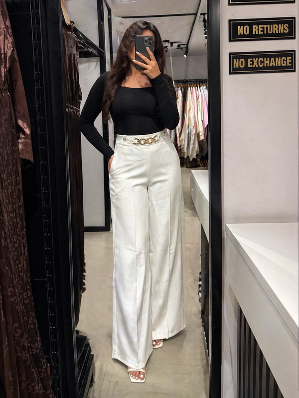 Fluid Wide-Leg Trousers with Statement Belt
