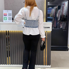 Structured Denim Layered Top