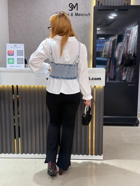 Structured Denim Layered Top