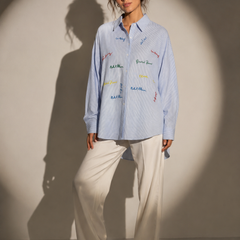 Embroidered Script Oversized Shir