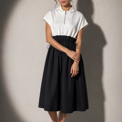 Structured Gathered Waist Midi Dress