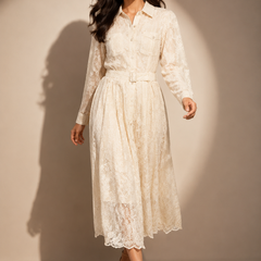 Lace Shirt Midi Dress