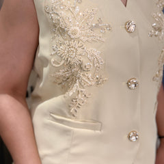 Embroidered Vest & Pleated Midi Skirt Set