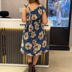 Asymmetric Ruffle Floral Midi Dress
