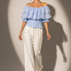Tiered Broderie Off-Shoulder Top